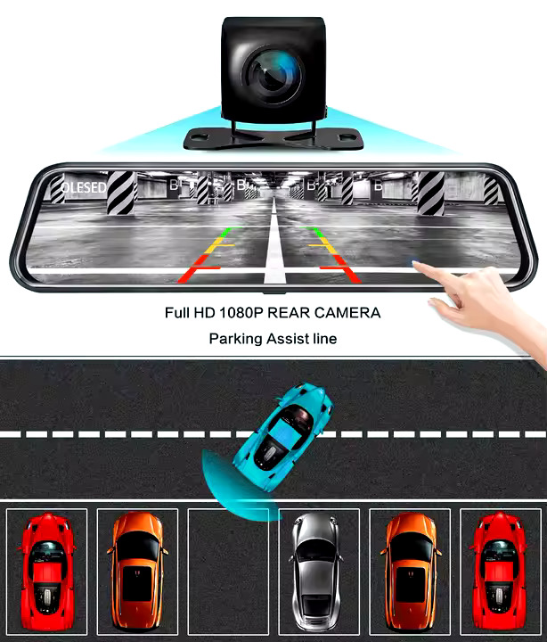 Zimtop 10inch metal shell dual car camera 1440P 1080P night vision rear view mirror dash cam WiFi car black box