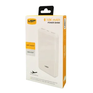 USP Power Bank 10K mAh (10000mAh)with 3 USB Outputs White