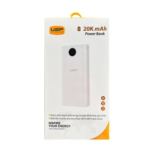 USP Power Bank 20K mAh (20000mAh) White with 2 USB Outputs and 2 Input