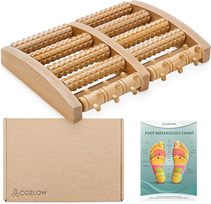 COZLOW Foot Massager for Plantar Fasciitis Relief, Wooden Massage Roller w/Arch-Shape Design for Foot Pain Relief, Neuropathy, Heel Spur Pain, Stress Relief & Relaxation, Muscle Therapy Tool