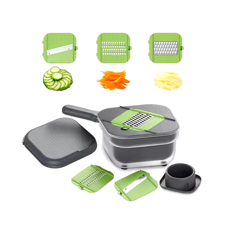Kitchen Salad Tools-Multi-Functional Plastic Manual Slicer Wet Fruits Drain Basket Blade Cutter Vegetable Chopper